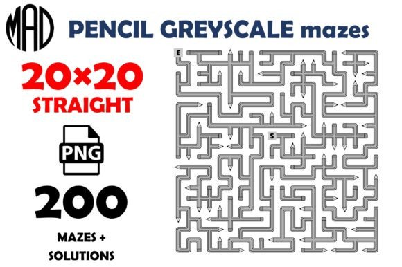 PENCIL MAZES GREYSCALE 20×20 PNG