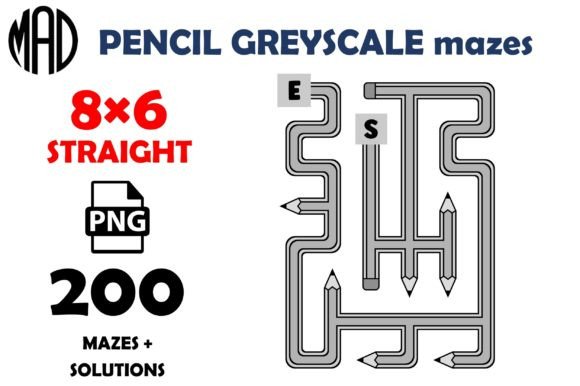 PENCIL MAZES GREYSCALE 8×6 PNG